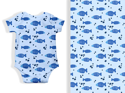 Fish seamless pattern design digital graphic design illustration kids print sea seamless pattern underwater web