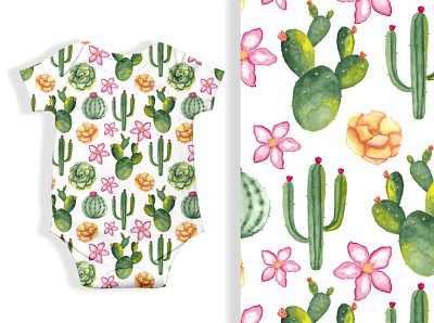 Watercolor succulents seamless pattern design graphic design print seamless pattern