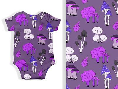 Magical mushrooms seamless pattern design graphic design kids print seamless pattern web