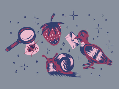 Save the USPS brushwork carrier pidgeon hand drawn handlettering illustration magnifying glass postal service procreate snail mail sparkles strawberry