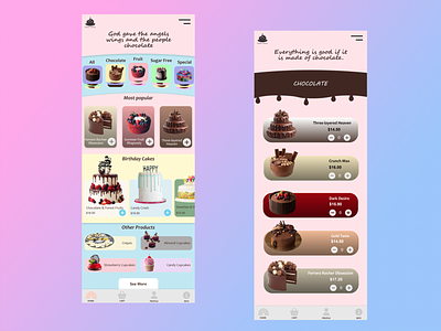 Sweet Factory Cakes app graphic design ui web