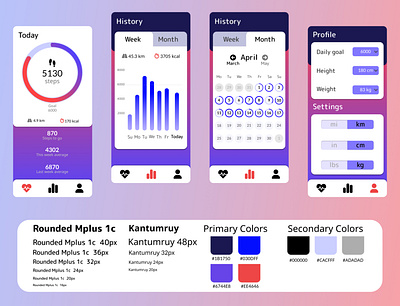 Steps Tracker App - Pedometer app design figma mobile pedometer ui ux