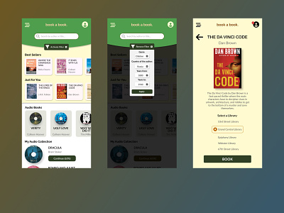 Library App - Book a book. app book figma graphic design library mobile ui ux