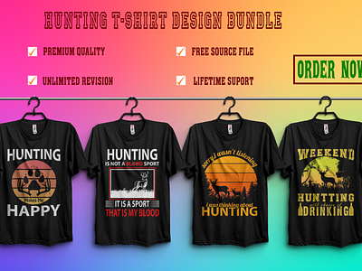 Hunting t-shirt design bundle.