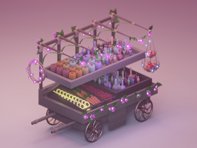 Sims Fairy Cart 3d blender illustration low poly stylized