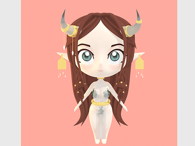 Chibi Aspie 3d anime blender character chibi cute illustration low poly stylized