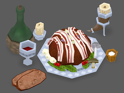 Horker Loaf 3d blender game asset hand painted illustration low poly stylized textures