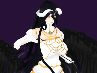 Albedo (Overlord) 3d albedo anime anime girl blender fan art fanart fantasy girl handpainted illustration low poly overlord stylized woman