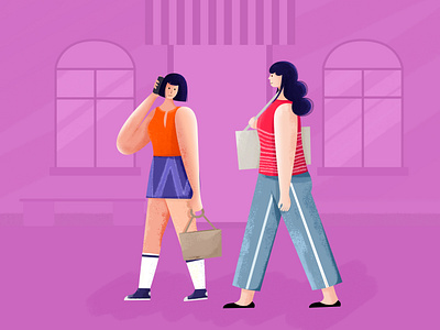 Shoping bag girl guide illustration shot summer