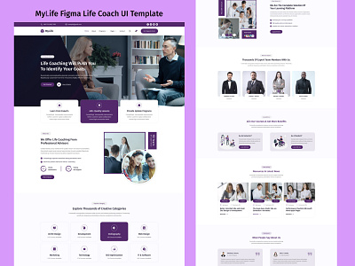 MyLife Life Coach UI Template Design By Figma health coach illustration landing page life coach mentor mylife personal coach personal teacher typography ui design uiux design user friendly vector website
