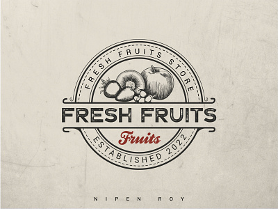 Fresh Fruits Vintage logo 3d animation branding graphic design logo motion graphics ui