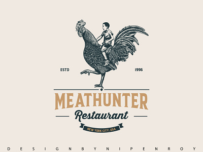 MeatHunter Restaurant vintage logo