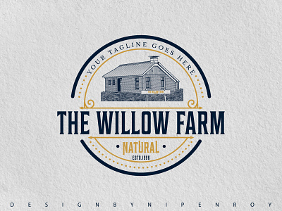 The Willow Farm Hand Drawn Vintage Logo