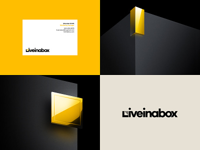 Liveinabox 3d black brand branding card illustration logo logodesign logotype photoshop yellow