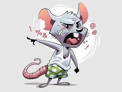 Angry mouse character coreldraw illustration mamozinger vector