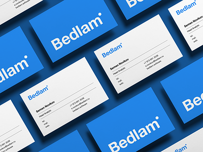 Bedlam blue brand branding helvetica logo logotype mamozinger typography