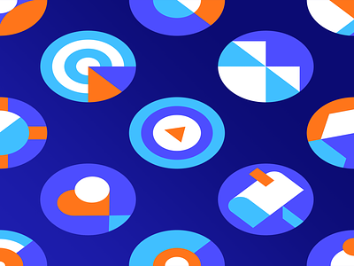 Symbols blue flatdesign icons orange ui