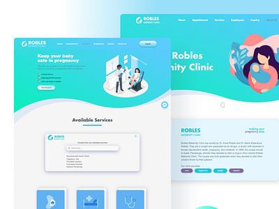 Maternity Clinic Website app baby blue branding capstone clinic design graphic design hospital information management system logo maternity maternity clinic modern mother robles simple system ui website