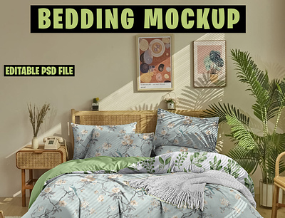 Bedding Mockup bed bedding beddingmockup beddingtemplate bedroom duvet editablepsd mockup psd psdmockup template