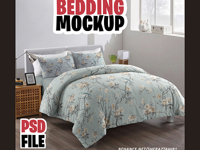 Bedding Mockup adobephotoshop bed bedding beddingmockup beddingpsd beddingset bedroom bedset behance dribbble duvet duvet cover fittedsheet photoshop photoshopbedding pillows psdmockup sheets sheraz sherazt