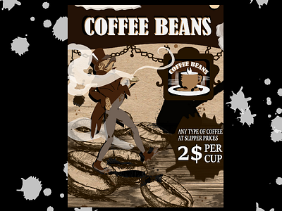 COFFEE BEANS LOGO AND ADVERTISING POSTER