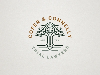 Cofer & Connelly Logo Design austin austin texas branding law law firm lawyer live oak tree logo logo design texas texis tree trial