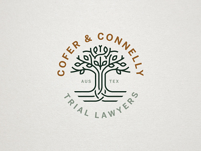 Cofer & Connelly Logo Design austin austin texas branding law law firm lawyer live oak tree logo logo design texas texis tree trial