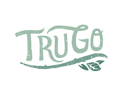 TruGo green hand lettered leaves logo texture type