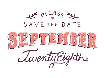 Save the Date date hand lettered texture wedding