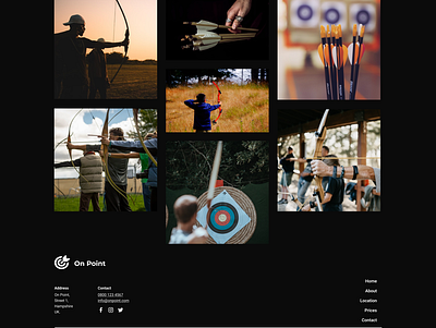 Archery Website - Gallery and Footer design ui