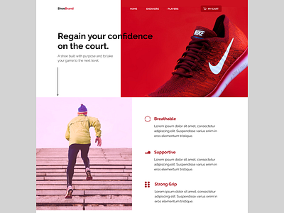 Sneaker Website - hero and features section design ui