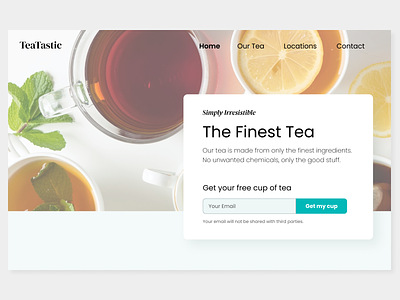 Landing Page for a Tea Company design ui