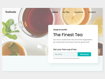 Landing Page for a Tea Company