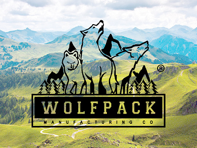Wolf Pack Manufacturing Co brand branding branding design flat design illustration illustrator logo logo design vector