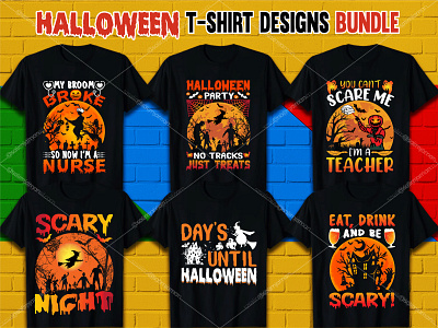 Halloween T-Shirt Design Bundle graphic design horror background