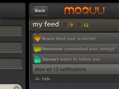 iOS App UI accordion backlight ios iphone led light moquu notification tab ui