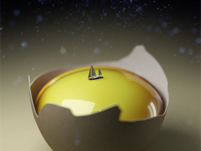 Explore your world 3d egg eppz explore reflection sail sky stars yellow