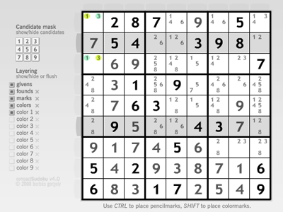©Sudoku alpha release | in-game layout