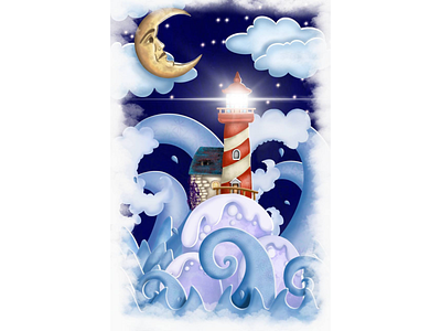Lighthouse Illustration made on Procreate 2d illustration book cover illustration illustrator procreate
