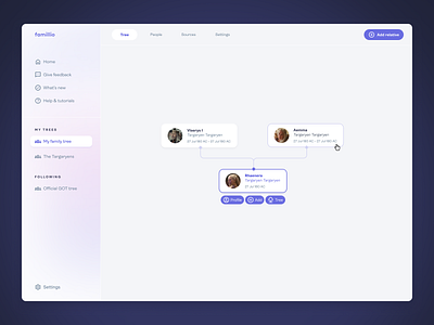Famillio tree view chart diagram family tree graphic design interface product design ui ux web app web design