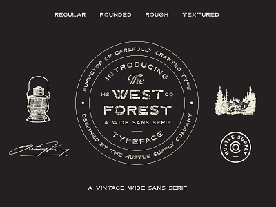 The West Forest branding font lettering logo retro typeface typography vintage vintage logo wide sans serif