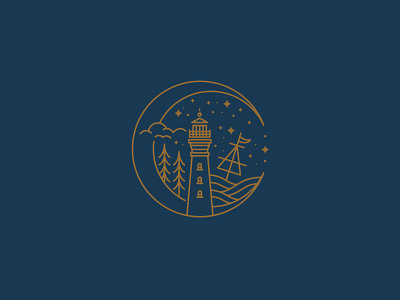 Maritime Badge | Lighthouse Logo east coast logo icon design lighthouse lighthouse illustration lighthouse logo lineart linework maritime nautical shipwreck tattoo design vintage logo