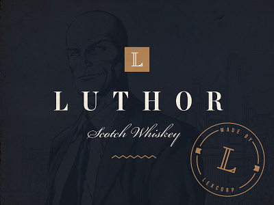 Lex Luthor Scotch Whiskey branding classic comics gold label logo luthor scotch typography vintage whiskey