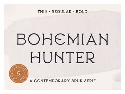 Bohemian Hunter - Available for Sale Today! boho branding lettering packaging serif font texture typeface typography vintage