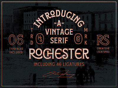 Rochester - Now Available For Sale! badge design branding brewery font serif font type lockup vintage badge vintage font vintage lockup vintage typeface whiskey label wine label