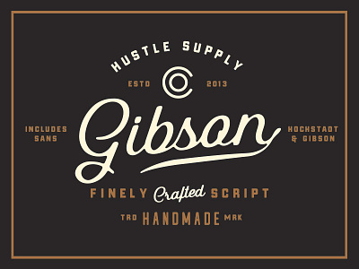 Gibson Script + Extras branding gibson lettering logo retro rum script typography vintage whiskey