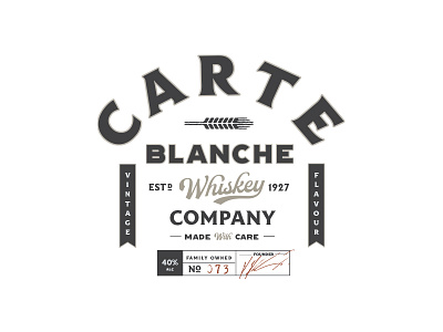 Carte Blanche Whiskey Logo branding custom type logo typography vintage label vintage logo vintage type whiskey label