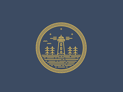 Lighthouse badge icon iconography illustration lighthouse line rope vintage