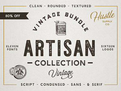 The Artisan Collection - Available on Creative Market branding bundle calligraphy font lettering letterpress typeface vintage vintage logo woodblock