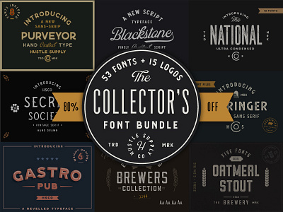 The Collector's Font Bundle branding font illustration label logo retro script typeface typography vintage vintage logo wordmark